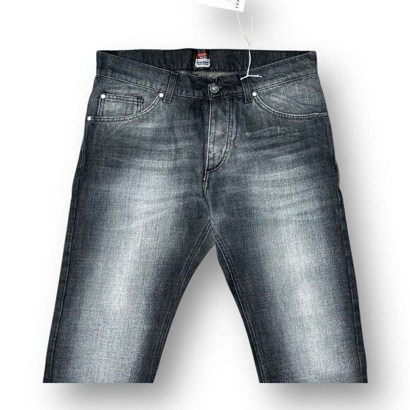 NWT Fiorucci Ittierre 32x35 Black Faded Italian Denim Jeans Straight Leg Rare - Picture 6 of 11